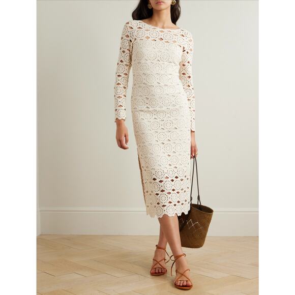 Cara Cara Dresses & Skirts - Cara Cara Marsielle Crochet Cotton Midi Dress Cream NWT Size XS